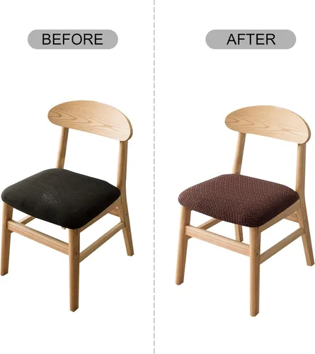Miniatura 7 de Genina Fundas de Asiento para Silla de Comedor Fundas Deslizables de Asiento Fundas para Sillas de Cocina (Chocolate, 4 Pzas)