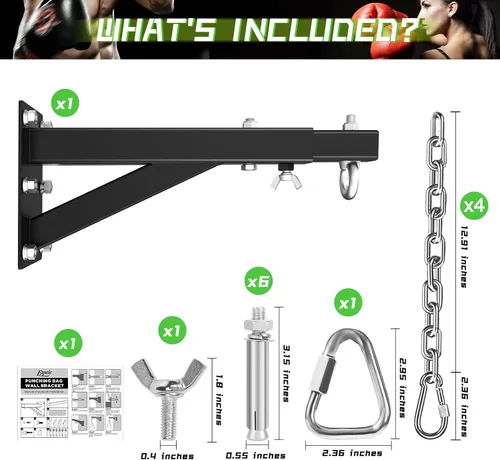 Miniatura 6 de Eapele Soporte para bolsa pesada, soporte de pared ajustable para saco de boxeo y entrenamiento de Muay Thai, resistente 500 libras para bolsa