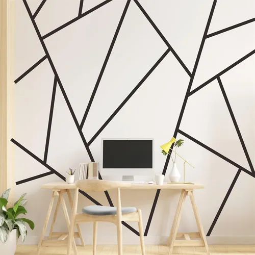 Miniatura 3 de Calcomanías de pared de líneas geométricas, calcomanías de pared de vinilo negro, calcomanías modernas para pared, calcomanías extraíbles