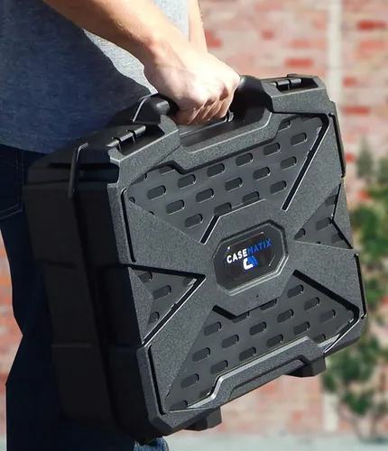 Miniatura 6 de CASEMATIX Estuche de viaje para reloj con 42 ranuras para portarrollos de reloj, resistente a los impactos con caja de reloj de espuma