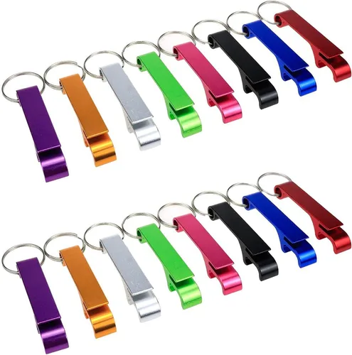 Miniatura 6 de Xiaoyztan Llavero abridor de botellas, abridor de latas de soda de aluminio con llavero para bebidas, anillo para cocina, boda, bar, fiesta, abre