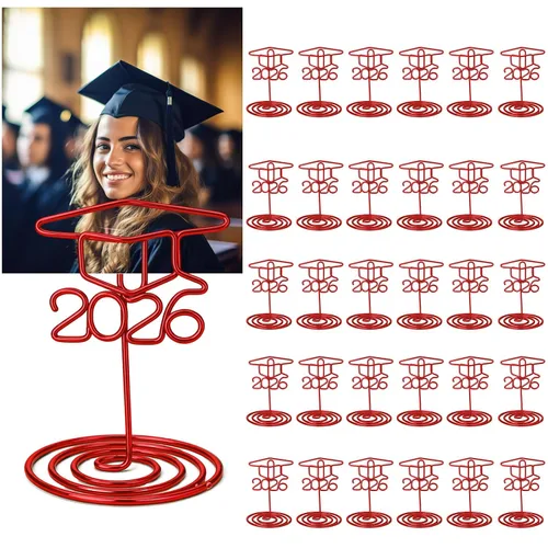 Miniatura 8 de Rtteri 30 piezas de soporte de foto de graduación con gorra de graduación de 2 pulgadas, soportes negros para centros de mesa, soportes de número