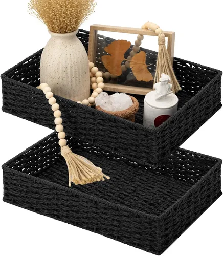 Miniatura 11 de StorageWorks - Cesta para tanque de inodoro para baño, cestas de almacenamiento de jacinto de agua para la parte superior del tanque de inodoro
