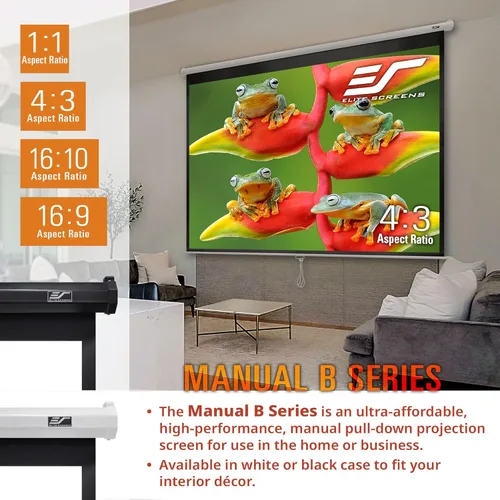 Miniatura 2 de Elite Screens Manual B, pantalla de proyección manual desplegable de 80 pulgadas 4K/8K para cine en casa, juegos, pantalla de proyección M80H Blanco
