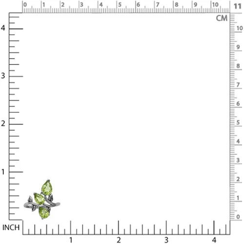 Miniatura 2 de Silvershake Anillo de plata de ley 925 de peridoto natural de 3 piedras de 2,76 quilates