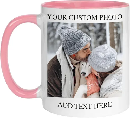 Miniatura 12 de Taza de café personalizada de cerámica de 11 onzas – Añade foto, texto o logotipo Taza de imagen personalizada, impresión a doble cara, apta