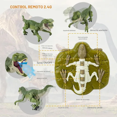Miniatura 5 de Juguetes de dinosaurio con control remoto para niños de 4 a 7 y de 8 a 12 años - Los mejores regalos de cumpleaños para niños de 4 a 12 años