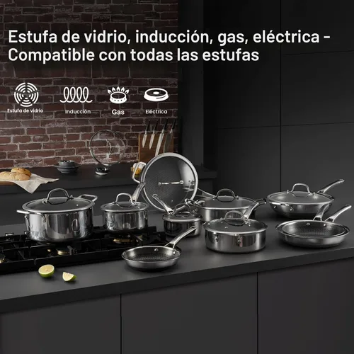 Miniatura 4 de SNOWCLAD Wok, Wok Híbrido de 13 Pulgadas y Sartenes para Saltear Antiadherentes, No Tóxico, Sartén Wok de Acero Inoxidable con Tapa, Apto