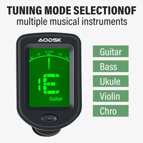 Miniatura 3 de Aodsk Afinador de guitarra con clip para instrumentos de cuerda, afinador electrónico digital, pantalla LCD grande y clara, giratorio, adecuado