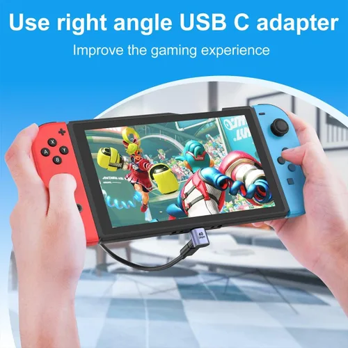 Miniatura 4 de Adaptador de ángulo USB C de 40 Gbps 2 unidades USB C tipo C de 90 grados en ángulo USB-C macho a hembra adaptador de 8 K a 60 Hz USB en ángulo
