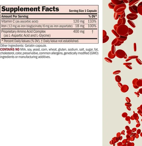 Miniatura 2 de ANDREW LESSMAN Iron Plus 180 cápsulas – 18 mg de hierro, hierro quelado de aminoácidos 100% puro (glicinato, aspartato), más vitamina C para una