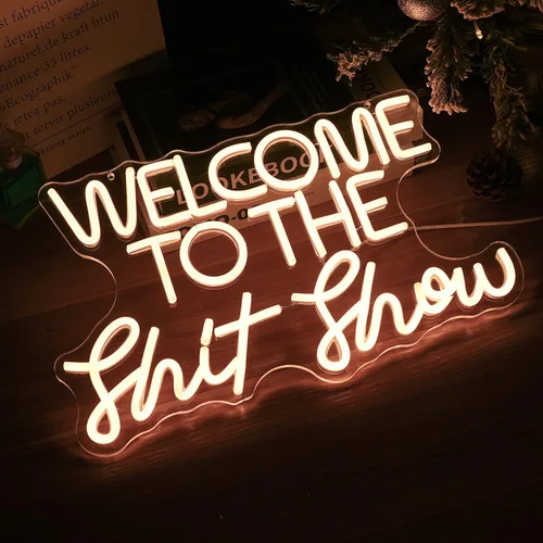 Miniatura 4 de Letrero de neón con texto en inglés "Welcome To The Show", luces LED de neón divertidas, regulables, alimentadas por USB, de 16.5 x 11 pulgadas