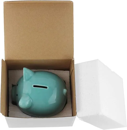 Miniatura 2 de Divertida alcancía de cerdo para ahorrar dinero, banco de cerámica personalizado para niños, niñas, niños, adolescentes, adultos, decoración de Azul