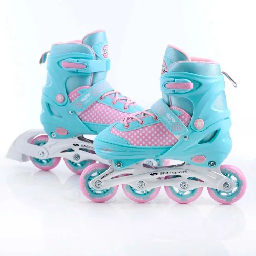 Miniatura 9 de SMJ Lily - Juego de patines en línea ajustables 2 en 1 ABEC-7 para niña, patines convertibles a patines de hielo, color turquesa/rosa