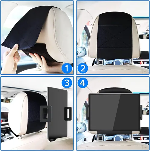 Miniatura 3 de Soporte para tablet con reposacabezas, soporte para iPad para asiento trasero de automóvil, soporte para tableta, iPhone, Fire HD y todos