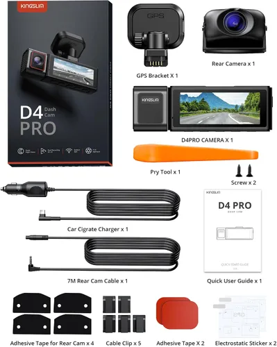 Miniatura 9 de Cámara de salpicadero Kingslim D4PRO delantera y trasera - Cámara de salpicadero dual para coche 4K + 2K con WiFi GPS, grabación interior opcional