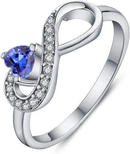 Miniatura 80 de Anillo Jo Wisdomo de compromiso. de plata esterlina, con corazón e infinito, anillo de amistad, para ella