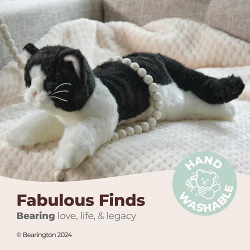 Miniatura 3 de Bearington Jinx Gato Negro de Peluche - Animal de Peluche de Gato Realista de 15" con Pelaje Suave y Detalles Realistas para Niños Pequeños