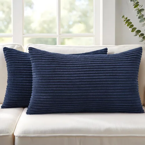 Miniatura 34 de Mecatny Juego de 2 fundas de almohada decorativas de pana de 16 x 16 pulgadas para sofá sala de estar, fundas de almohada bohemias suaves y neutras