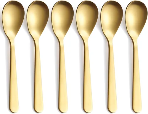Miniatura 9 de Cucharas de café expreso Demitasse negro mate, acabado satinado de acero inoxidable, mini cucharaditas, cucharas de azúcar, 4.7 pulgadas, juego de 6