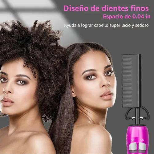 Miniatura 4 de Peine caliente rosa de 200-500 °F: peine caliente eléctrico para pelucas de encaje frontal, peines de presión eléctricos para cabello negro, peine