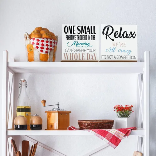 Miniatura 4 de 4 Piezas Regalos Inspiradores Decoración Escritorio Oficina Citas Motivacionales Positivas Regalos Reconocimiento Empleados Letrero Placa Madera