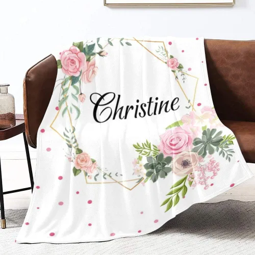 Miniatura 2 de Manta de bebé personalizada con nombre para niñas, mantas con nombre de bebé floral personalizadas para bebés, recién nacidos