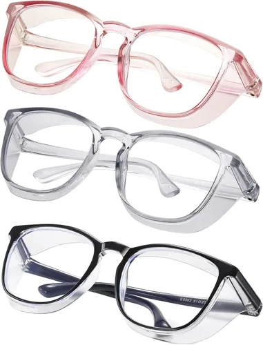Gafas de seguridad para enfermeras, gafas protectoras – Antivaho marco cuadrado elegante gafas transparentes para mujeres y hombres C16-negro Gery