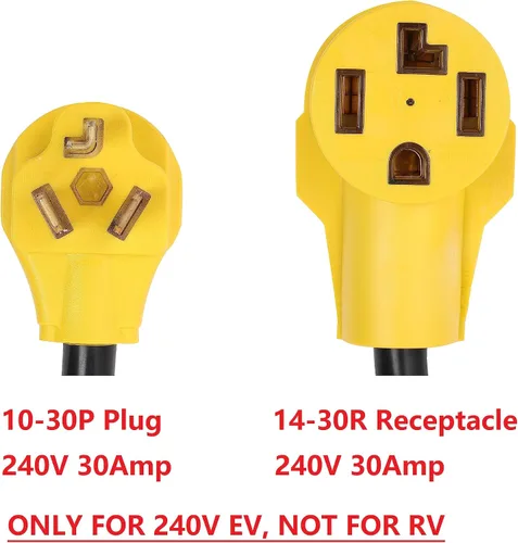 Miniatura 2 de ONETAK NEMA 10-30P a 14-30R 240V 30 Amp 3 clavijas secador macho enchufe a generador de 4 clavijas hembra toma receptáculo cargador EV compatible