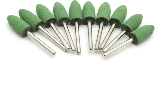TEMO 10 piezas de 0.394 in (3/8 pulgadas) herramienta giratoria de goma bala de pulido con vástago de 0.118 in (1/8 pulgadas) para herramientas