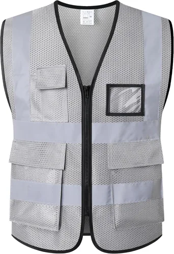 Miniatura 10 de Chaleco de seguridad reflectante para hombres y mujeres, chaleco de construcción que cumple con el estándar ANSI/ISEA H-amarillo Negro