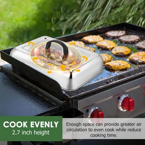 Miniatura 4 de 1 pieza de tapa para untar cúpula de fusión para parrilla (13 x 9.8 pulgadas), Joyfair tapa rectangular de acero inoxidable para fundir queso