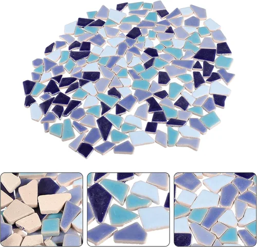 Miniatura 4 de EXCEART Azulejos de mosaico de cerámica rotos de 7.05 oz, piezas de mosaico de cerámica, piezas de azulejos de cerámica, azulejos esmaltados