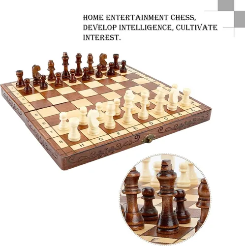 Miniatura 6 de Syrace, juego de ajedrez de madera hecho a mano, 11.8 x 11.8 pulgadas