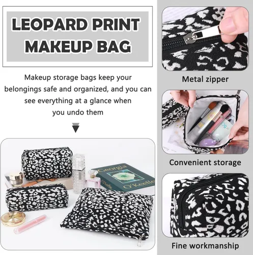 Miniatura 3 de Juego de 3 bolsas de maquillaje para niñas y mujeres, organizador de viaje, bolsa de aseo de baño, bolsa de almacenamiento de gran capacidad