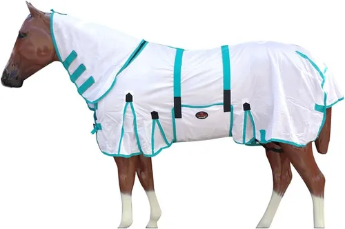 Miniatura 63 de HILASON Hoja de mosca de caballo con protección UV, malla transpirable, mosquito, primavera, alfombra de caballo de verano, alfombra de mosca