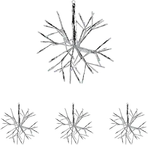 Miniatura 6 de Alpine Corporation Adorno de copo de nieve colgante en 3D de ramita de Navidad para interiores de 10 pulgadas de alto, con luces LED, rojo, Rojo