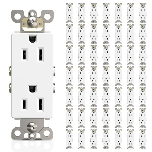 Miniatura 11 de ThunderWay Toma de corriente decoradora con placa de pared, toma eléctrica no resistente a manipulaciones, 15 amperios/125 V, autoconectada