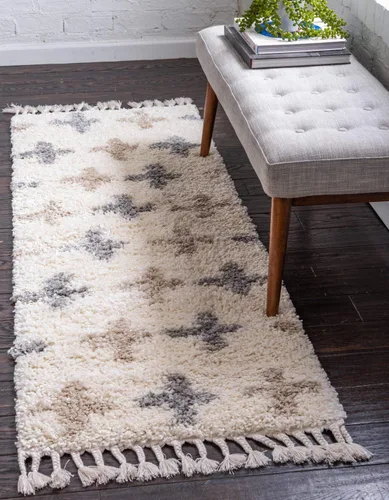 Unique Loom Hygge Shag Collection - Alfombra moderna de inspiración marroquí, diseño geométrico, felpa y acogedora (2 pies 2 pulgadas x 6 pies,