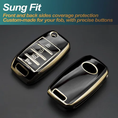 Miniatura 3 de FEYOUN - Funda de poliuretano termoplástico con 4 botones inteligentes para la llave a control remoto del automóvil; funda compatible