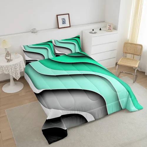 Miniatura 3 de Erosebridal Juego de ropa de cama abstracta tamaño King, juego de edredón de olas oceánicas tropicales, juegos de ropa de cama y colecciones de ropa
