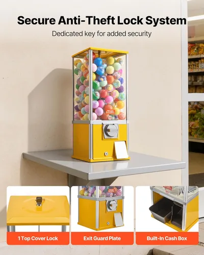 Miniatura 6 de VEVOR Máquina de chicle, dispensador de máquina expendedora de dulces de 25 pulgadas de altura, máquinas expendedoras de 25 centavos para centros