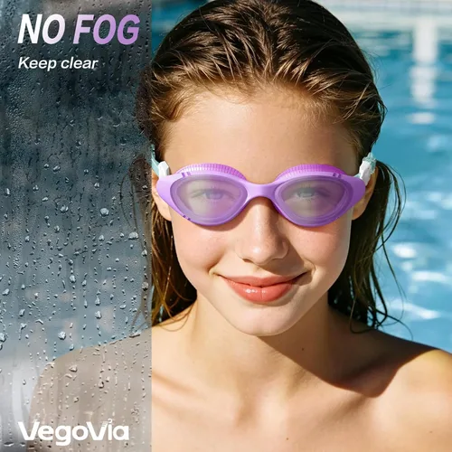 Miniatura 5 de VegoVia Gafas de natación para adultos para hombres y mujeres, gafas de natación para piscina, antiniebla/UV, gafas de natación con estuche Violeta