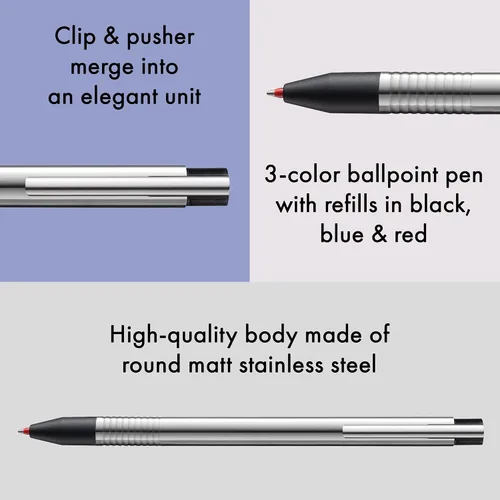Miniatura 3 de Lamy logo 3-colores - bolígrafo de punta redonda multicolor (negro, azul, rojo) con un mecanismo de dial de visión en una elegante caja de acero