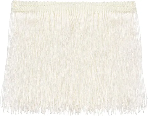 Miniatura 15 de Uxcell 10 yardas y 4 pulgadas beige con flecos de cadeneta - poliéster, estilo bohemio para múltiples ocasiones