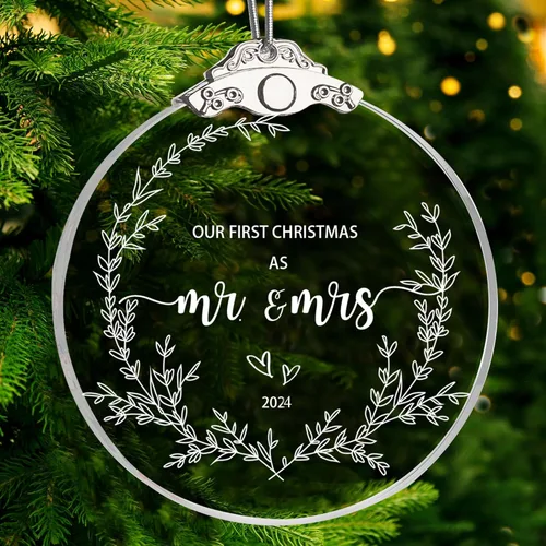 ZUNON - "First Christmas as Mr Mrs 2021" Decoración de boda, nuevo hogar, 3.0 pulgadas, regalo de fiesta de recién casados (3 pies de cristal