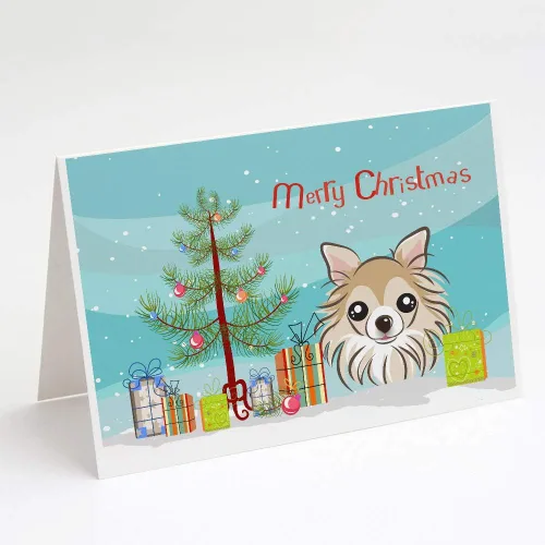 Miniatura 49 de Caroline's Treasures BB1616GCA7P - Tarjetas de felicitación y sobres de árbol de Navidad y sabueso afgano, paquete de 8 tarjetas en blanco