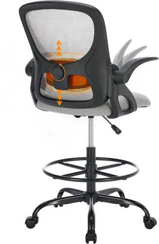 LukkDys Silla de dibujo con respaldo multiajustable 4D, silla de oficina alta de 19.7 a 27.6 pulgadas de altura, silla de escritorio ergonómica de