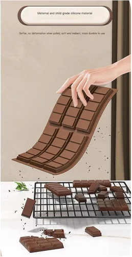 Miniatura 5 de Molde de silicona grande para barra de chocolate de 6.7 x 10.2 pulgadas, antiadherente, moldes de caramelo de cavidad profunda para hornear