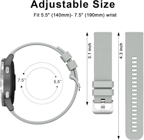 Miniatura 4 de Paquete de 4 correas de silicona de 0.709 in para Garmin Venu 3S / Vivoactive 4S / Venu 2S / Vivomove 3S, correas de repuesto deportivas suaves